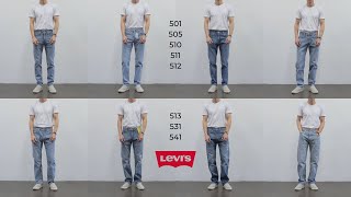 8 Levis Jeans Fits Compared Slim Skinny Tapered Athletic amp Loose [upl. by Erdnaet]