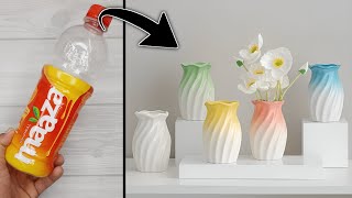 Plastic bottle flower vase making  Easy Cement Pottery Making  Cement Planter Making [upl. by Valenza952]