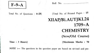 12th Chemistry Question Paper 2024 Biannual Private Jkbose  Jkbose Chemistry Question Paper 2024 [upl. by Attenhoj821]