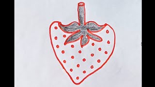 Very Easy Strawberry Drawing  Best Strawberry Drawing [upl. by Alakcim]