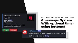 Read Desc Giveaway System with BUTTONS and timer  Bot Designer For Discord Guide  NO PREMIUM [upl. by Shawna395]