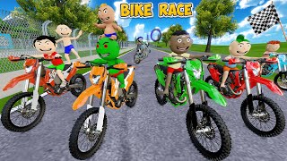 Bittu Sittu Ki Bike Race Competition  Gadi Wala Cartoon  Bike Race Cartoon  Cartoon Comedy [upl. by Nylirej612]