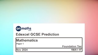 Nov 2024 Predicted Maths GCSE Paper 1 Edexcel Foundation Paper 1 Non Calculator Exam 1MA11F [upl. by Pattin]