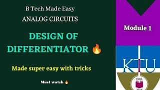 Design of Differentiator ckt Analog circuits PYQ Module 1 [upl. by Alston]