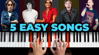 5 Easy Songs to Play on piano for Beginners with PDF [upl. by Aiciled]