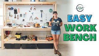 How To Build A Workbench For Your Garage  Easy 2x4 DIY [upl. by Modestia]