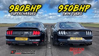 TWIN TURBO vs SUPERCHARGED 980BHP vs 950BHP FORD MUSTANG GT [upl. by Leviram]