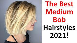 The Best Medium Bob Hairstyles 2021 [upl. by Lahsiv]