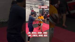 K1 Kickboxing Combos🥊 JAB CROSS HOOK RIGHT KNEE🥋 thaiboxing boxing kickbox [upl. by Baese906]