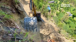 Hyundai Excavator Building a Motor Road on a Difficult Hill Terrain [upl. by Nylakcaj]