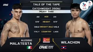 Alessio Malatesta Italia vs Wilachon PK Saenchai Laos  Muay Thai [upl. by Osana546]