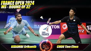 KIDAMBI Srikanth IND vs CHOU Tien Chen TPE  France Open 2024  R32 [upl. by Ylus840]