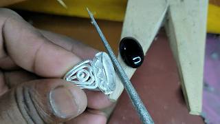 Black stone ring making  How to make ring jewelry [upl. by Hanahs958]