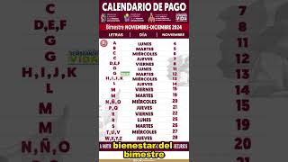 Calendario de pagos de NOVIEMBRE 2024  ¿Cuando pagan la pension bienestar [upl. by Gnod]