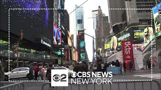 Times Square gets finishing touches for New Years Eve 2024 [upl. by Ramel745]