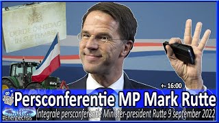 Terugkijken Persconferentie premier Mark Rutte over de Ministerraad  16 september 2022 [upl. by Bullen]