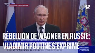 Rébellion de Wagner en Russie lintégralité du discours de Vladimir Poutine [upl. by Redep]