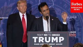 BREAKING NEWS Vivek Ramaswamy Joins Trump At New Hampshire Rally To Encourage Voters To Support Him [upl. by Annahvas]