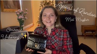 Aspinal of London Midi Mayfair Bag Deep Shine Black Croc  Unboxing ✨ [upl. by Asaert]