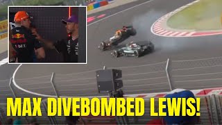 Max Verstappen DIVE BOMBED Lewis Hamilton and went airborne  CHAOTIC Race for Max HungarianGP [upl. by Namra]