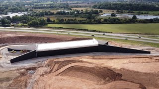 HS2 Construction  Drone video of HS2’s completed A452 Kenilworth Road Bridge [upl. by Attwood]