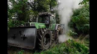 Fendt Favorit 916 FAE UMMS 225 Mulcher Hecken Mulchen im Morgennebel Motorsound [upl. by Opiak609]