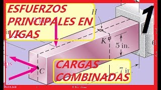 EJERCICIO 85 ESFUERZOS PRINCIPALES EN UNA VIGA BAJO CARGAS COMBINADAS [upl. by Arny369]