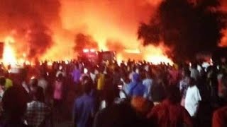 Fuel tanker fire kills more than 90 outside Sierra Leones capital [upl. by Arhna967]