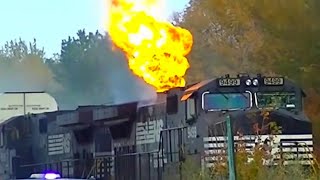 Norfolk Southern Train On Fire [upl. by Nylrats]