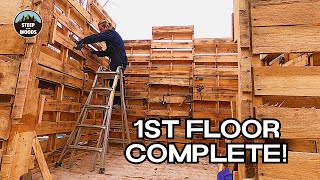 Finishing the First Level Pallet Wood Walls [upl. by Oicnerolf483]