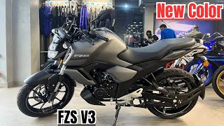 2024 Yamaha FZS V3 Matte Grey Color Detail Review ✅🔥On Road Price Features [upl. by Nador990]