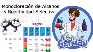 MONOCLORACIÓN DE ALCANOS PORCENTAJES DE REACTIVIDAD SELECTIVIDADQuímica Profe Germán [upl. by Amjan824]