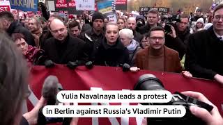 Yulia Navalnaya leads protest against Russias Putin in Berlin  REUTERS [upl. by Auqinaj]