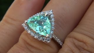 GIA Certified 216 ct VVS Natural Paraiba Tourmaline Diamond 14k White Gold Ring  C838 [upl. by Noicnecsa435]