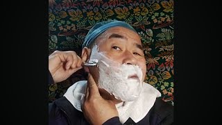 Face Shave with a Kamisori Straight Razor manufactured by unknown company [upl. by Sandstrom]