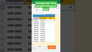 Calculate Age with the DATEDIF Formula in Excel microsoft excel shorts [upl. by Dorman]