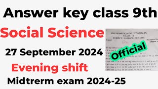 class 9 social science mid term question paper 2024 25 answer key  evening shift 2792024 [upl. by Emanuel]