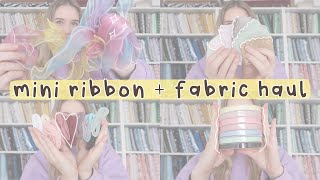 mini ribbon hair bow materials  fabric haul [upl. by Ardnaskela]