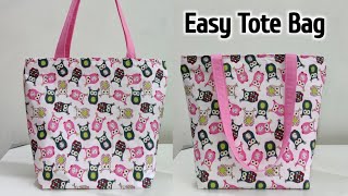 ZIPPERED TOTE BAG TUTORIAL  Simple Tote Bag with Lining  Shopping bag cutting and stitching  Bags [upl. by Newcomer]