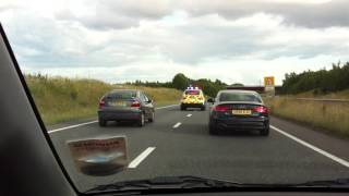 Widnes Police rolling roadblock managing traffic on motorway [upl. by Herwick192]