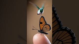 Cutenes Overload 💘 Miniature Hummingbird and Butterfly [upl. by Emawk]