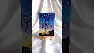 Evening sky amp string lights shorts artshorts diwali ytshorts trending painting viralshorts [upl. by Elitnahc]