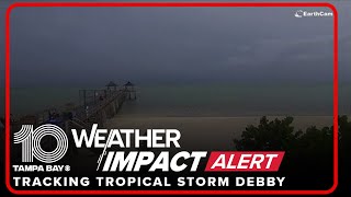 Naples Pier Cam Dark sky over Gulf of Mexico ahead of Tropical Storm Debby [upl. by Dyl]