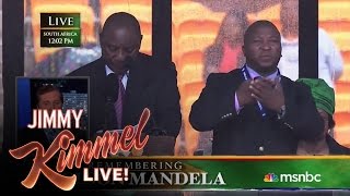 Sign Language Interpreter Translates Mandela Memorial Impostors Signs [upl. by Tigirb]