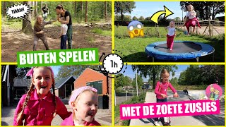 1 UUR NIEUW BUITEN SPELEN met DE ZOETE ZUSJES Trampoline Springen En Meer ♥DeZoeteZusjes♥ [upl. by Sinnaoi554]