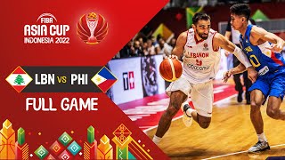 Lebanon 🇱🇧  Philippines 🇵🇭  Basketball Full Game  FIBAASIACUP 2022 [upl. by Aldas]