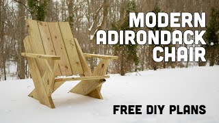 Easy Modern Adirondack Chair  FREE PLANS [upl. by Mccartan]