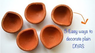 DIWALI DECOR DIY SERIES 2017 I 5 DIYA PAINTING IDEAS I VERY EASY I Ankinish creations [upl. by Sena804]