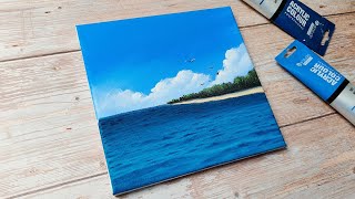 Simple seascape  easy acrylic painting for beginners ✨️ [upl. by Karlik]