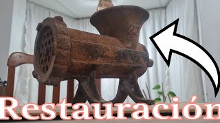 RESTAURACIÓN PICADORA MOLEDORA DE CARNE ANTIGUEDAD DIY [upl. by Huoh]